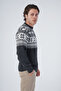 Anthracite Men's Hair Braided Jacquard Deer Patterned Crew Neck Knitwear Wool Sweater - 2