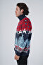 Navy Blue Men's Jacquard Deer Patterned Turtleneck New Year's Knitwear Wool Sweater - 4