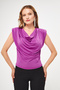 Women's Flexible Sandy Fabric Shoulders Padded Collar Purple Blouse 1009 - 7