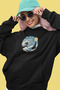 Starry Night Wave - Wave Printed Unisex Black Kangaroo Pocket Hooded Sweatshirt Hoodie - 4