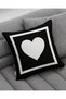 Black Colored White Heart Digital Printed Cushion - Pillow Case