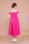 Fuchsia Midi Strap Off-Shoulder Detail Pleated Dress - 7