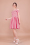 Dried Rose Mini Strap Off-Shoulder Detail Pleated Dress - 2