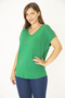 Women's Large Size Green Shoulder Decollete Pearl Detailed Viscose Tunic 65N15453