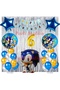 Dark Blue Fox Sonic Boom Concept 6 Years Old Balloon Set Sonic Theme Birthday Background Decoration Balloon Set