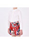 Girl's Leaf Patterned Velvet Shorts Red L24K4213 - 4