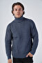Indigo Men's Execution Hair Braided Turtleneck Knitwear Wool Sweater