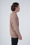 Milky Brown Men's Hair Braided Cotton Crew Neck 100% Cotton Sweater - 4