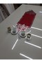 Runner/table Ranırı/100x31cm/burgundy Velvet/silver Leather Embroidered/4 Pieces Coffee Presentation Gift/ - 5