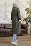 Drawstring Waist Hooded Neon Trench - Khaki \ Green - 6