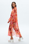 Tie-Up Long Sleeve Patterned Long Dress - 3