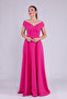 Fuchsia Maxi Length Boat Neck Draped Woven Fabric Flared Evening Dress