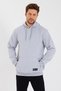 Gray Kangaroo Pocket Hooded Cotton Inside Men's Sweatshirt - 6