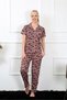 Fashion Line Women's Coffee Front Button Short Sleeve Sleepwear Suit 2844 - 3