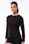 Women's Black Round Neck Long Sleeve Viloft Thermal Top Underwear 706