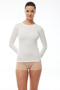 Women's Ecru Round Neck Long Sleeve Viloft Thermal Top Underwear 706 - 2