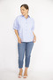 Women's Large Size Blue Buttoned Shirt with Back Slit and Lace Detail 65N36794 - 3