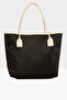 Black Women's Printed Leather Garnished Tote Bag M000008114 - 3