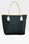 Navy Blue Women's Printed Leather Garnished Tote Bag M000008114 - 3