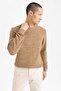 Standard Fit Regular Cut Crew Neck Textured Basic Plain Knitwear Sweater R1175Az23Au - 4