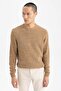 Standard Fit Regular Cut Crew Neck Textured Basic Plain Knitwear Sweater R1175Az23Au - 3