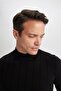 Black Slim Fit Slim Fit Half Turtleneck Knitwear Sweater X7395Az23Au - 4