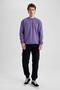 Boxy Fit Crew Neck Printed Sweatshirt V5306Az23Au - 2