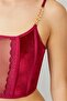 Cherry Adjustable Elastic Tulle Detailed Women's Velvet Bralette - 4