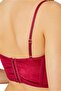 Cherry Adjustable Elastic Tulle Detailed Women's Velvet Bralette - 3