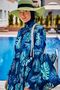 Patterned Fully Covered Hijab Swimsuit R2311