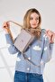 Gray Color Embossed Printed 5 Compartment Zipper Closure Shoulder Bag Handbag 4036-pls -GZD- - 3