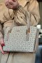 Women's Printed Patterned Shoulder Bag and Wallet Set 2066-Jp Sand Combination -Gzd- - 8