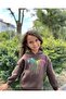 Children's Hooded Paint Paws Printed Brown Sweatshirt