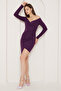 Women's Purple Gathered Double Breasted Collar Asymmetrical Design Mini Dress Emr-100 - 7