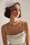 Violet White Satin Draped Strap Dress - 6