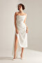Violet White Satin Draped Strap Dress - 7