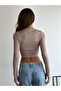 Reverse Stitching Long Sleeve Camisole Crop Blouse Mink - 6