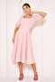 Square Neck Short Balloon Sleeve Sleeves Elastic Woven Draped Fabric Midi Length Dress - 3