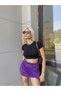 Purple Asymmetric Cut Mini Skirt - 6