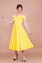 Yellow Midi Strap Off-Shoulder Detail Pleated Dress - 6