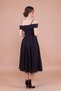 Black Midi Strap Off-Shoulder Detail Pleated Dress - 7