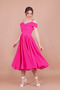 Fuchsia Midi Strap Off-Shoulder Detail Pleated Dress - 6