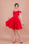 Red Mini-Length Strap Off-Shoulder Detail Pleated Dress - 6
