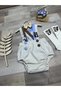 Cream brown blue colored baby boy lounger with teddy bear zebra squirrel figure - 6
