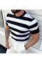 Men's White-Black Regular Fit Knitwear T-Shirt - 2