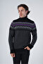 Black-Anthracite Men's Hair Braided Jacquard Patterned Turtleneck Knitwear Wool Sweater