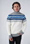Gray-Bone Men's Hair Braided Jacquard Patterned Turtleneck Knitwear Wool Sweater