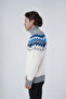 Gray-Bone Men's Hair Braided Jacquard Patterned Turtleneck Knitwear Wool Sweater - 4