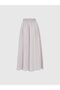 Linen Beige Elastic High Waist Skirt