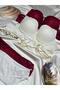 WOMEN'S SUPPORTED UNDERWIRING Claret Red Ecru Plain Color 2-Piece Bra Set with LACE - 4